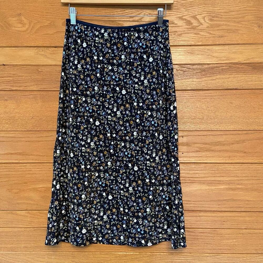 Vintage 90s Vintage Blue floral slip style midi skirt